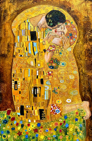 3D Reliëfschilderij Golden Embrace Reverie – Gouden Kunst – Luxe Wanddecoratie