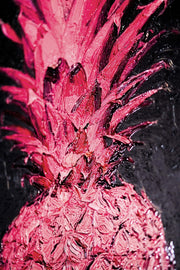Peinture en relief 3D – Ananas rose néon – Noir & rose – Décoration murale de luxe