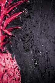 Peinture en relief 3D – Ananas rose néon – Noir & rose – Décoration murale de luxe