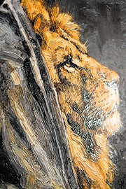 Majestic Urban Monarch – 3D-Reliefbild mit Löwe und Hoodie