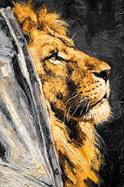 Majestic Urban Monarch – 3D-Reliefbild mit Löwe und Hoodie