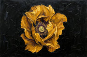 3D Relief Painting Gilded Obsidian Bloom – Golden Flower – Luxury Wall Decor