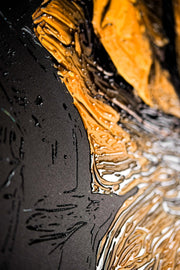 3D Relief Painting Gilded Obsidian Bloom – Golden Flower – Luxury Wall Decor