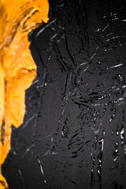 3D Relief Painting Gilded Obsidian Bloom – Golden Flower – Luxury Wall Decor