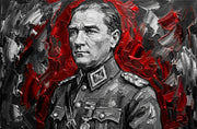 3D-Reliefbild Atatürk – Kraftvolles Porträt in Rot, Weiß & Gold