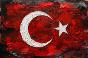 Ewiger Geist: Türkische Flagge — 3D-haptische Prägung, hochglänzende Luxus-Wandkunst