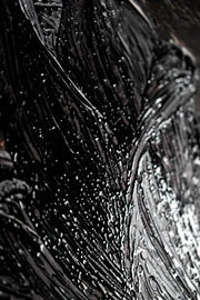 Noir Lilies & Gilded Shadows – 3D Relief Painting with Black Lilies and Gold Leaf Structure