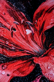 3D Relief Painting – Deep Red Lilies – Black & Red – Luxury Wall Decor