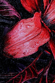 3D Relief Painting – Deep Red Lilies – Black & Red – Luxury Wall Decor