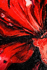 3D Relief Painting – Deep Red Lilies – Black & Red – Luxury Wall Decor