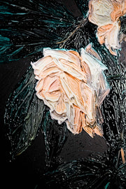 Midnight Peony & Amber Lily – 3D-Reliefbild mit Blumen