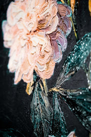 Midnight Peony & Amber Lily – 3D-Reliefbild mit Blumen