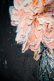 Midnight Peony & Amber Lily – 3D-Reliefbild mit Blumen