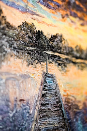 3D Relief Painting Twilight Pier Reflections – Sunset at the Lake – Luxury Wall Decor