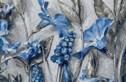 Sapphire Flora Relief – 3D-Reliefgemälde mit blauen Blumen