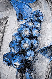 Sapphire Flora Relief – 3D-Reliefgemälde mit blauen Blumen