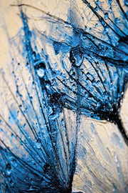 Sapphire Dew Dandelion – 3D Relief Painting with Blue Dew and Dandelion