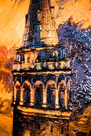 3D-Reliefbild Galata Sunset Sentinel – Galata-Turm bei Sonnenuntergang – Luxuriöse Wanddekoration