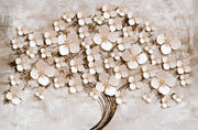 Ivory Floral Symphony – White Blossoms with 3D Relief