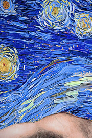 3D-Reliefbild – Schöpfende Hände unter einem Sternenhimmel – Blau, Gold & Weiß – Luxuriöse Wanddekoration