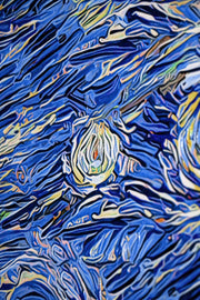 3D-Reliefbild – Schöpfende Hände unter einem Sternenhimmel – Blau, Gold & Weiß – Luxuriöse Wanddekoration