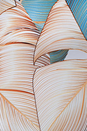 3D Relief Painting – Golden Monstera on Turquoise Background – Teal & Gold – Luxury Wall Decor