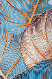 3D Relief Painting – Golden Monstera on Turquoise Background – Teal & Gold – Luxury Wall Decor