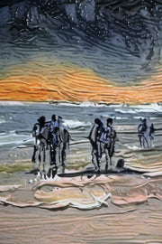 Weathered Shoreline Sentinel – Luxuriöse 3D-Relief-Wandkunst mit Hochglanz-Finish