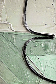 Sage & Petal Abstract Foliage – Tableau en relief 3D avec dessin botanique au trait