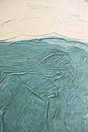 Ochre & Teal Linear Harmony – 3D Relief Painting with Terracotta, Turquoise, and Black Lines