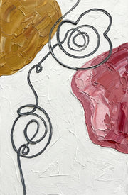 3D Relief Painting – Abstract Lines – Ochre, Red & Black – Luxury Wall Decor