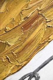 3D Relief Painting – Abstract Lines – Ochre, Red & Black – Luxury Wall Decor