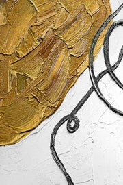3D Relief Painting – Abstract Lines – Ochre, Red & Black – Luxury Wall Decor