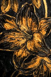 3D Relief Painting Gilded Ember Lilies – Golden Orange Lilies – Luxury Wall Decor