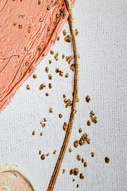 3D-Reliefgemälde – Himmlische Balance – Indigo, Pfirsich & Gold – Luxuriöse Wanddekoration