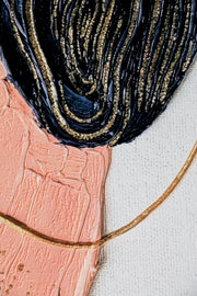 3D-Reliefgemälde – Himmlische Balance – Indigo, Pfirsich & Gold – Luxuriöse Wanddekoration