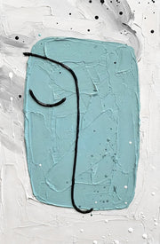 Tranquil Blue Visage – 3D-Reliefbild mit abstraktem Gesicht und blauer Form