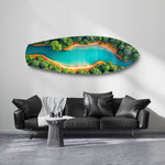Aerial River Forest Landscape Glass Wall Art.
