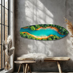 Aerial River Forest Landscape Glass Wall Art.