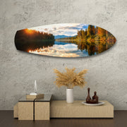 Lakeside Sunset Mirror Landscape Glass Wall Art.