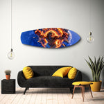 Lion God Mythology Fire Portal Glass Wall Art.
