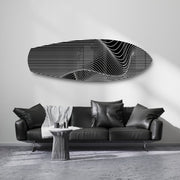 Black and White Op Art Stripes Glass Wall Art.