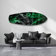Green Smoke Abstract Glass Wall Art.