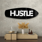 Hustle Typography Motivational Glass Wall Art.