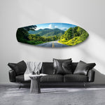 Forest Mountain Road Landscape Glass Wall Art.