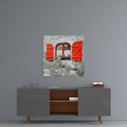 Vierkant Glasschilderij Rood window