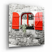 Vierkant Glasschilderij Rood window