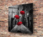 Red Umbrella Glass Wall Art