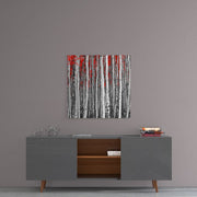 Red Forest Glass Wall Art