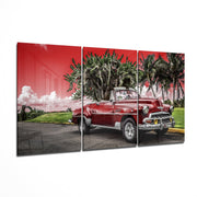 Red Classic Car Glass Art